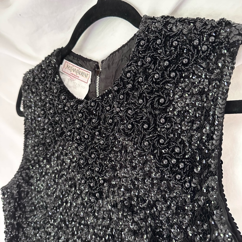 Vintage 1980s Yves Saint Laurent Beaded and Sequin Embellished Top 44 FR 12 US M - Picture 13 of 15